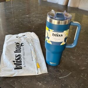 bliss 40 oz. Mineral Blue Stainless Steel Insulated Tumbler with Handle